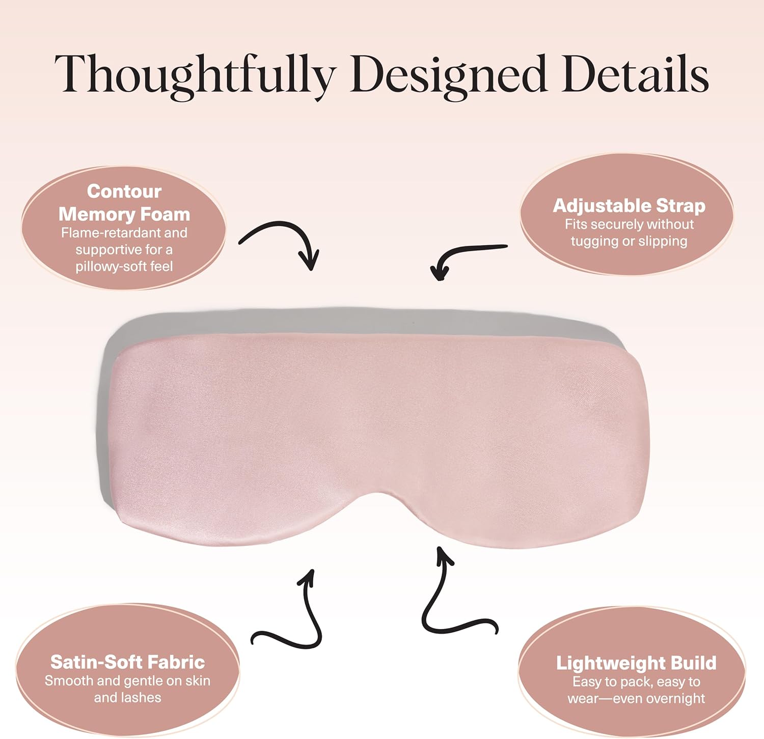 Kitsch Contour Pillow Eye Mask – Softer Than Silk Eye Masks for Sleep, Blindfold Sleep Masks for Women & Men, No Eye Pressure, Lightweight, Eye Care, Travel Essentials - Blush - Image 4