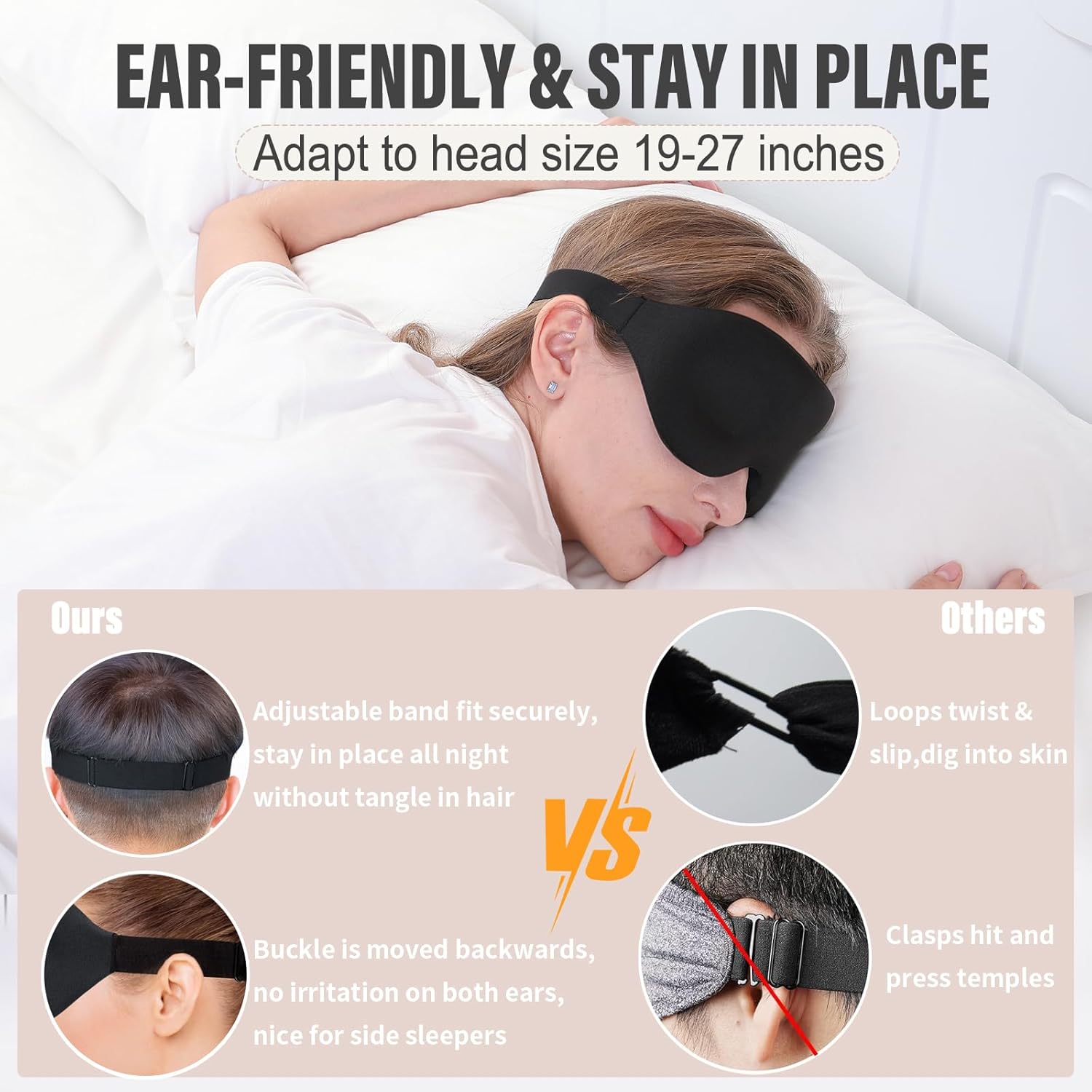 YIVIEW Sleep Mask for Side Sleeper, Complete Light Blocking 3D Sleeping Eye Mask, Soft Breathable Eye Cover for Women Men, Relaxing Zero Pressure Night Blindfold - Image 6