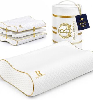 Royal Therapy Travel Memory Foam Pillow, Neck Pillow Bamboo Adjustable Side Sleeper Pillow (Travel 18 x 12 x 5)
