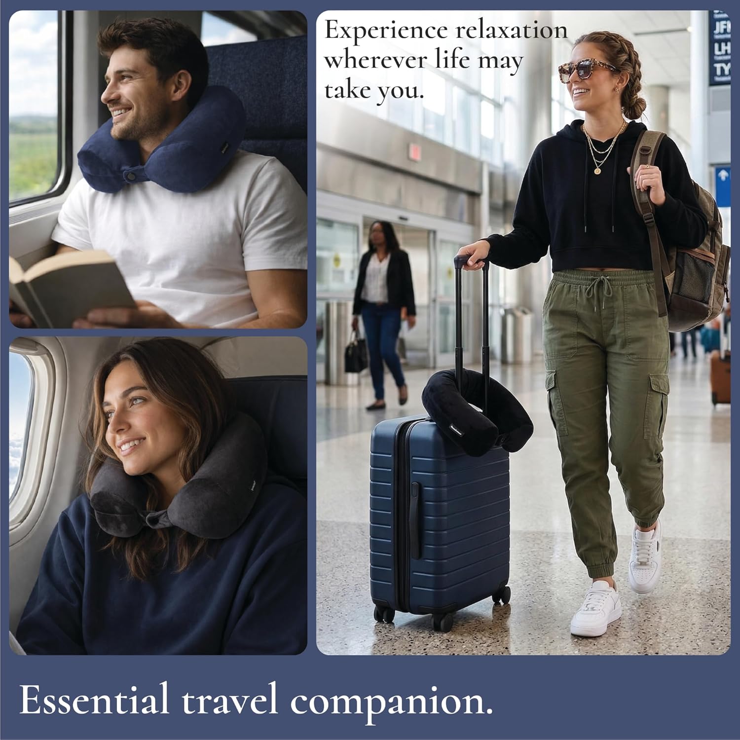 Brookstone Free Form Travel Pillow - Lightweight Flexible Memory Foam Travel Neck Pillow for Sleeping, Car, Airplane & Travel Support, Grey - Image 6