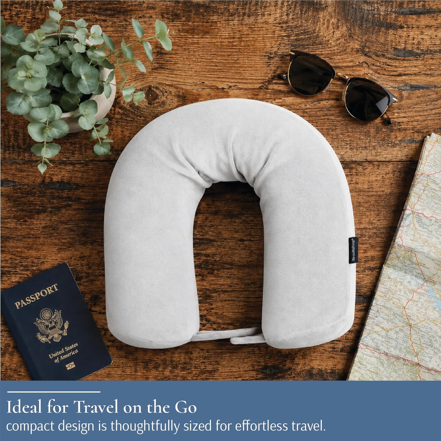 Brookstone Free Form Travel Pillow - Lightweight Flexible Memory Foam Travel Neck Pillow for Sleeping, Car, Airplane & Travel Support, Grey - Image 7